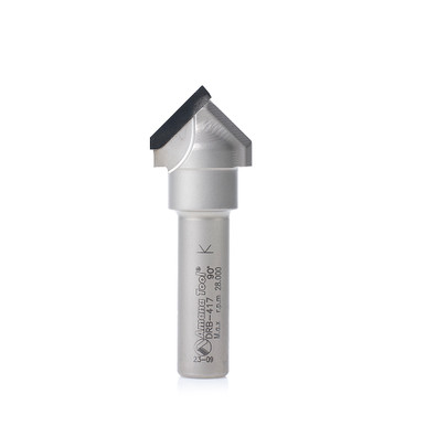 Amana Tool DRB-417 Polycrystalline Diamond (PCD) Tipped 90 Deg V Engraving/Chamfering 1 Dia x 9/16 Inch Cut Height x 1/2 Shank Router Bit