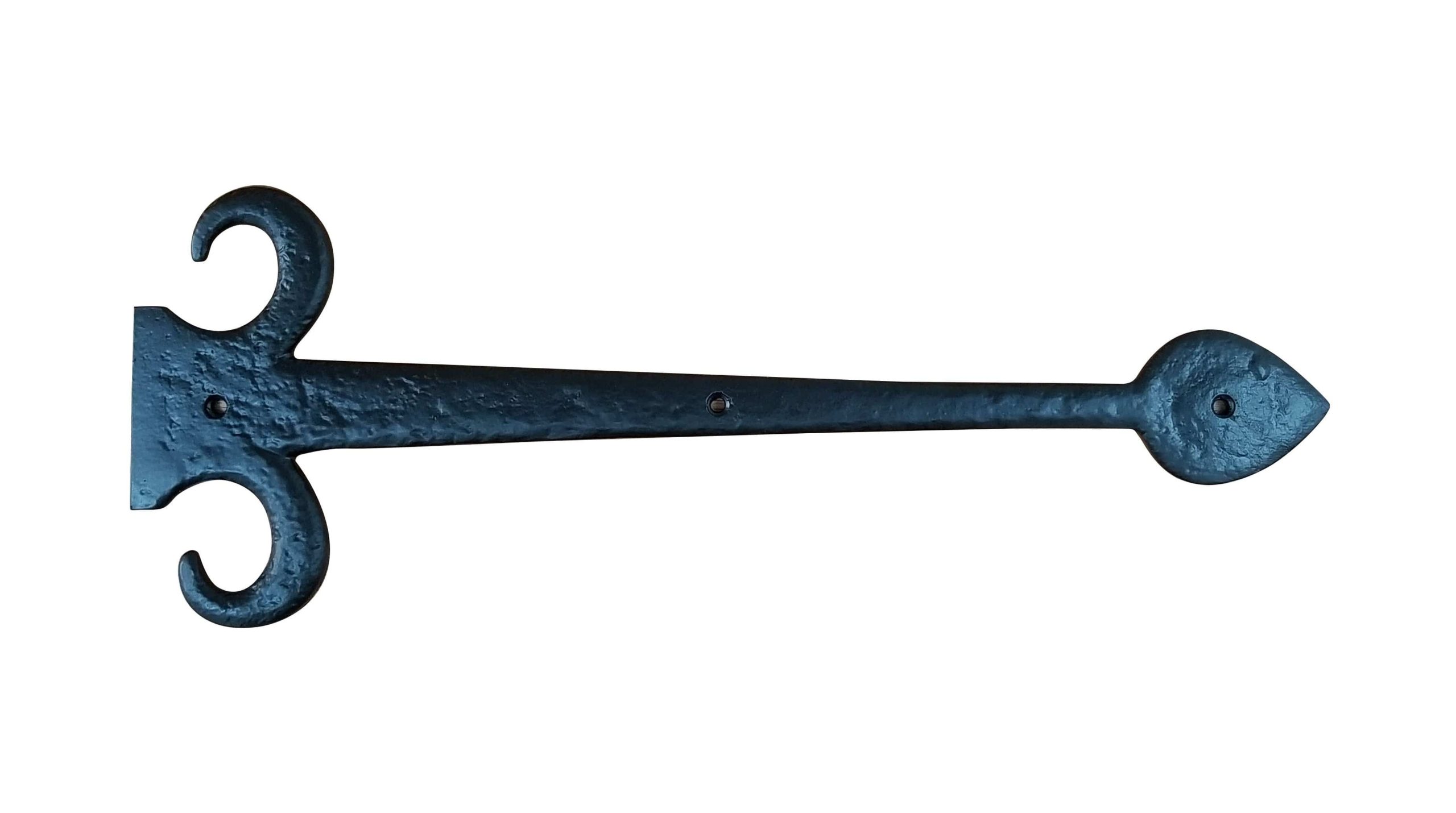 European Black Solid Iron Dummy Strap Hinge - 15" Inches - Sold Individually