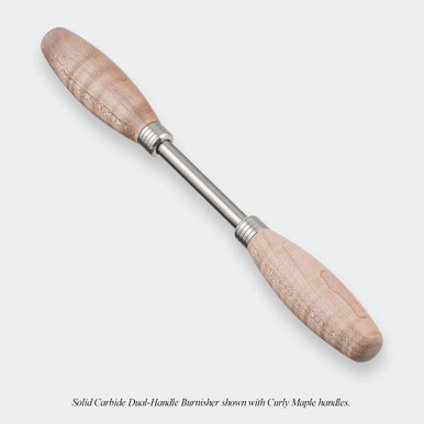 Blue Spruce Toolworks BRNSH-CM Dual-Handled Burnisher With 3/8 Inch Solid Carbide Rod, Curly Maple Handle