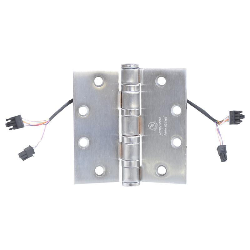 Full Mortise ElectroLynx Hinge - Heavy Duty - 5-Knuckle - 4-1/2" x 4-1/2" with Square Corners, 8 or 12 Wire Available - Satin Chrome Finish - Sold Individually