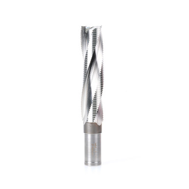 Amana Tool HSS1802 High Speed Steel (HSS) Spiral 3 Flute with Chipbreaker 40mm Dia x 165mm Cut Height x 30mm Shank x 235mm Long Up-Cut Router Bit For Hundegger Machines