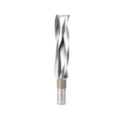 Amana Tool HSS1804 High Speed Steel (HSS) Spiral 3 Flute with Chipbreaker 50mm Dia x 215mm Cut Height x 30mm Shank x 295mm Long Up-Cut Router Bit For Hundegger Machines