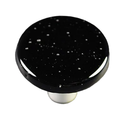 Aquila Art Glass Black Round Glass Cabinet Knob