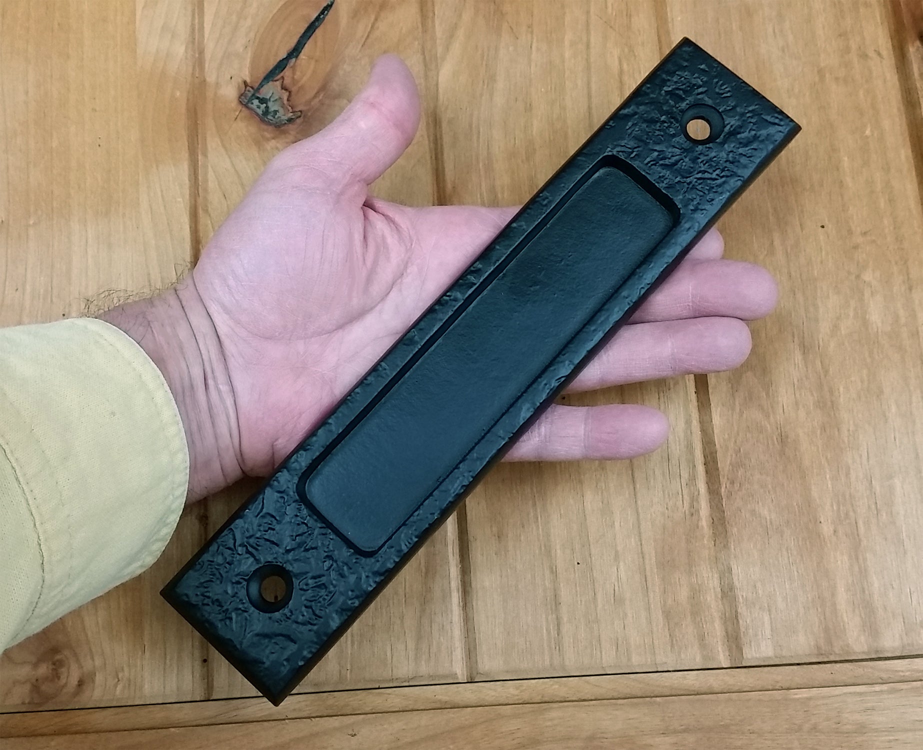 Large Flush Pull Barn Door Handle - Old World, Distressed, Textured Finger Pull Handle- 10" Inch - "Easy Mount" - Multiple Finishes - Sold Individually