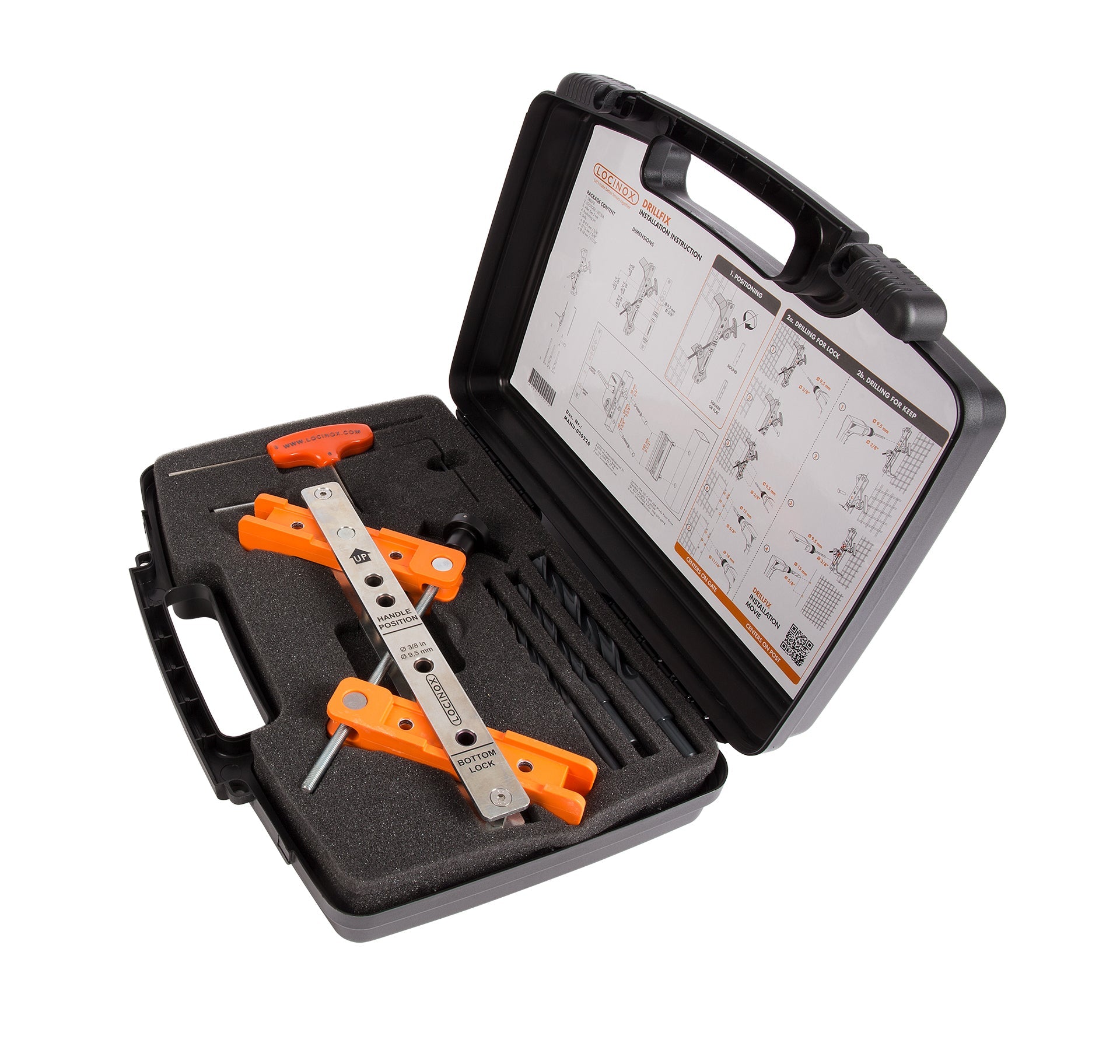 Locinox Tool Case with Drilling Jig for Surface Mounted Locks and Corresponding Keeps - Sold as Set