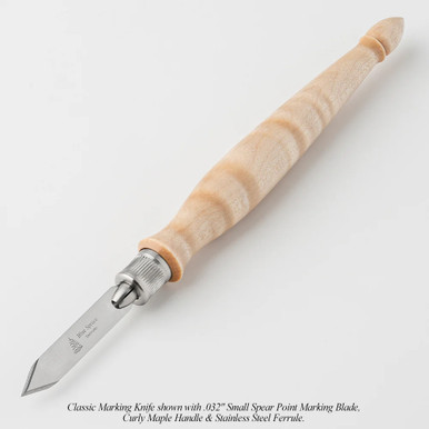 Blue Spruce Toolworks MKCM132SS Marking Knife, Curly Maple, Infused, 1/32 Spear Point (0.032), 0.79MM, Stainless.