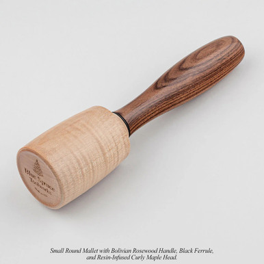 Blue Spruce Toolworks MRDBRW13BLK Round Mallet, Bolivian Rosewood Handle, 11-13 Oz, Black Ring