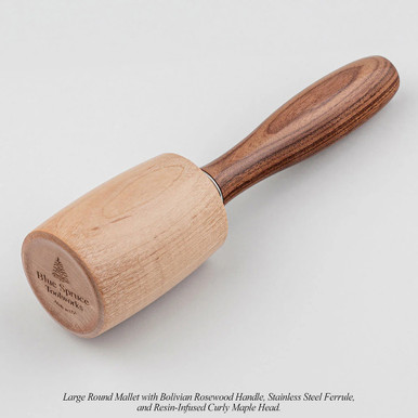 Blue Spruce Toolworks MRDBRW16SS Round Mallet, Bolivian Rosewood Handle, 14-16 Oz, Ss Ring