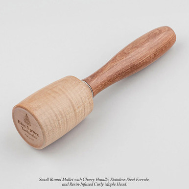 Blue Spruce Toolworks MRDCH13SS Round Mallet, Cherry Handle, 11-13 Oz, Ss Ring