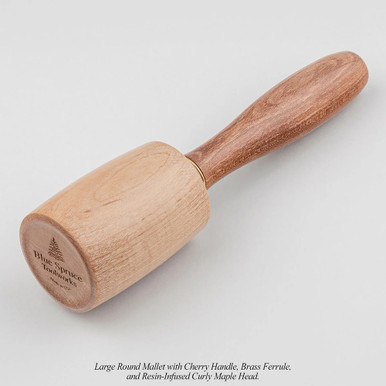 Blue Spruce Toolworks MRDCH16BR Round Mallet, Cherry Handle, 14-16 Oz, Brass Ring