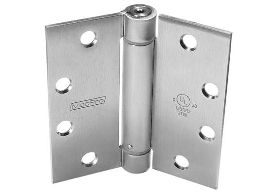 MacPro Adjustable Spring Hinge - Standard Weight - 4-1/2" Inch x 4-1/2" Inch with Square Corners - Satin Chrome Finish - Sold Individually