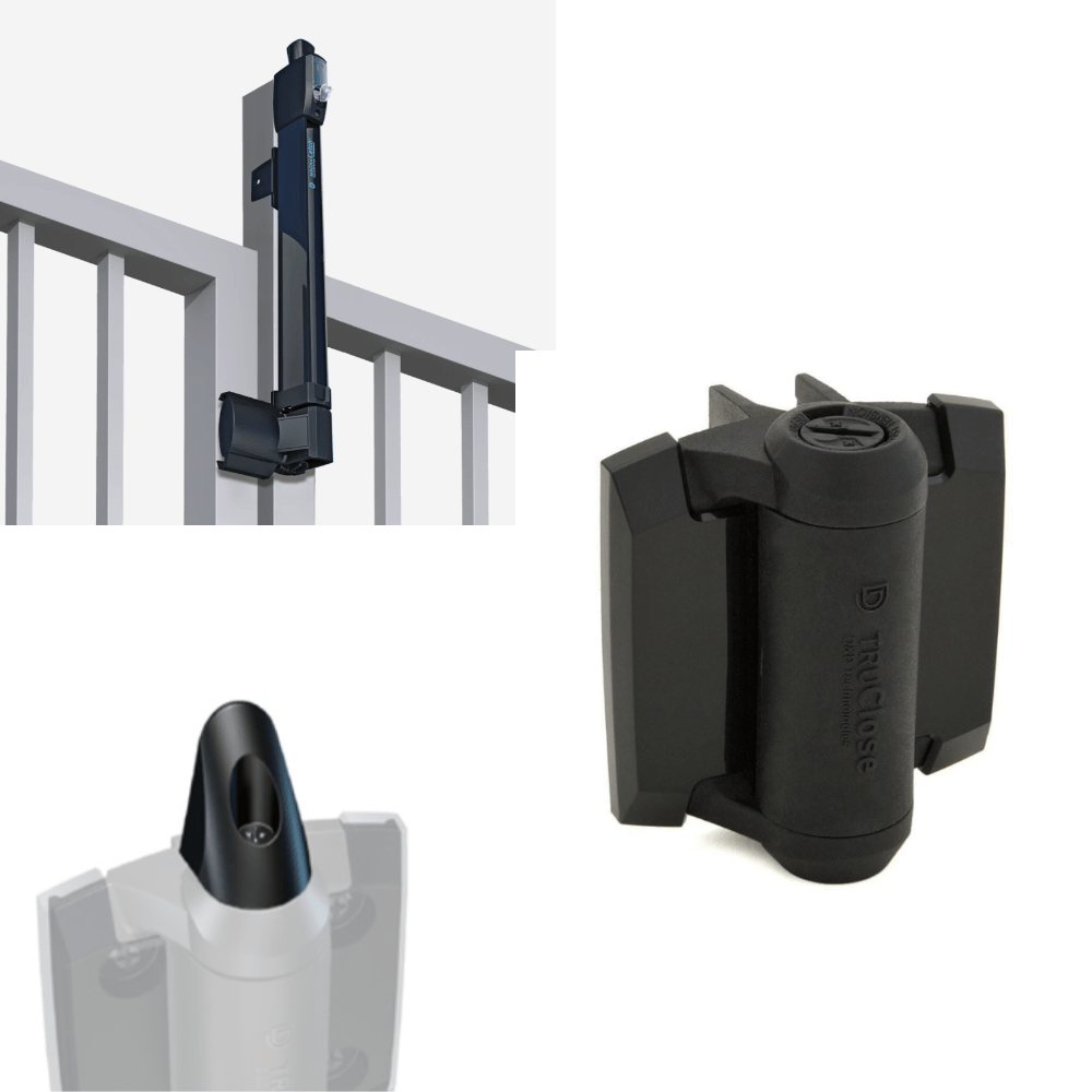 MagnaLatch Pool Safety Gate Latch Kit with TruClose Self-Closing Hinges – Top Pull Series 3