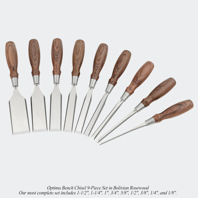 Blue Spruce Toolworks BCH100STSSBRW Bench Chisel, 1 (1.000), 25.4MM, Ss Ferrule, Standard, Bolivian Rosewood Handle