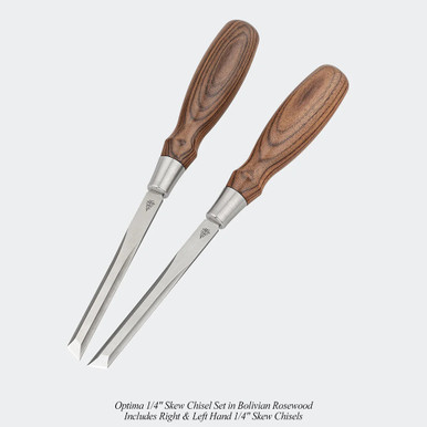 Blue Spruce Toolworks SKC014LSTSSBRW Skew Chisel, 1/4 Lh Skew (0.250). 6.3MM, Ss Ferrule, Standard, Bolivian Rosewood Handle.