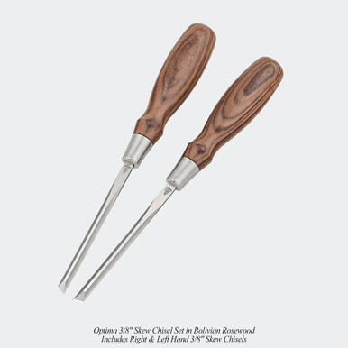 Blue Spruce Toolworks SKCSET038STBRW Skew Chisel, 3/8 Set Skew (0.375). 9.5MM, Standard Bolivian Rosewood Handle