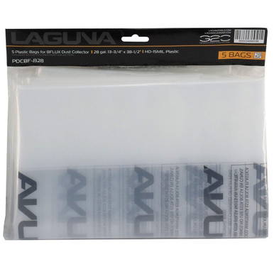 Laguna Tools SKU: ALAREUSB5PK 5 Pack of 28 Gallon Plastic Reusable HD Waste Bin Bags for Cyclones Dust Collectors