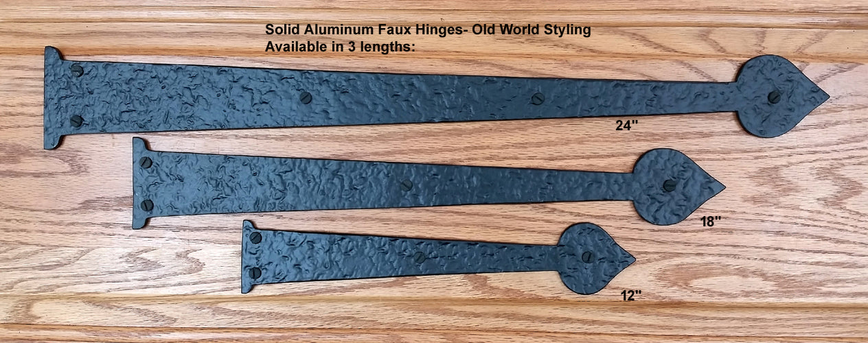 Premium Spade Decorative Strap Hinges - Multiple Sizes Available - Black Powder Coat Finish - Sold Individually