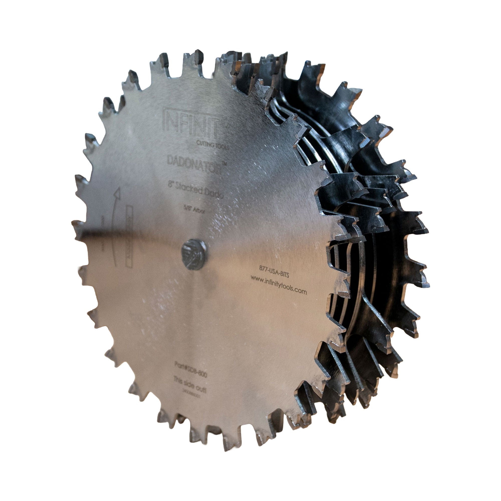 Infinity Tools Dadonator Stacked Dado Saw Blade Set, 5/8" Bore
