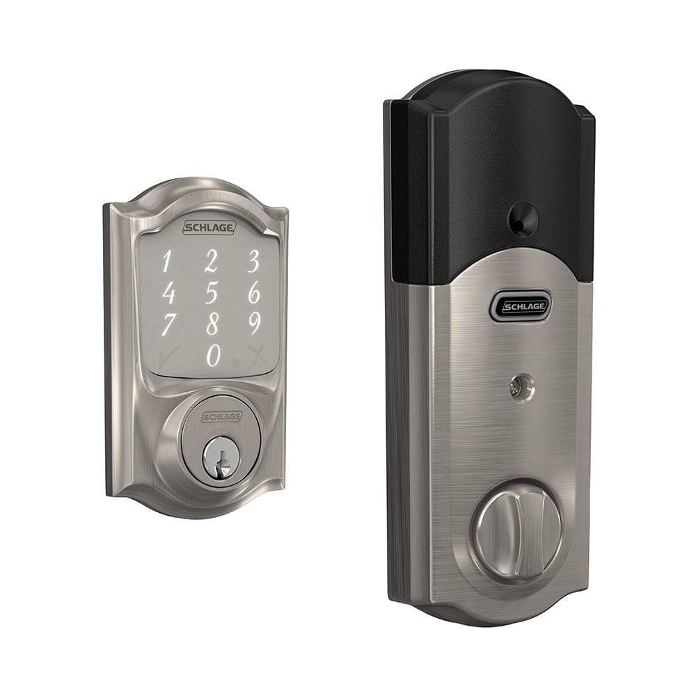 Schlage Residential Sense Smart Touchpad Deadbolt Lockset - Camelot Style - Satin Nickel Finish - Sold Individually