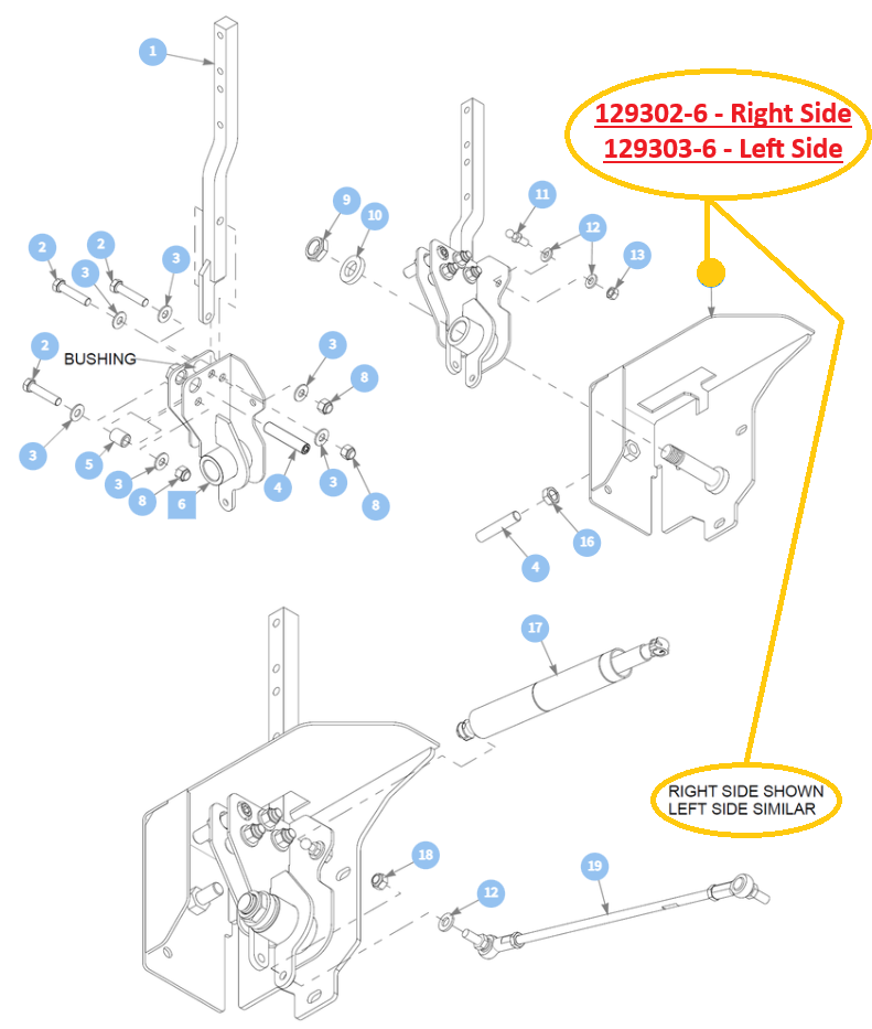 Hustler OEM 129302-6 Right Side Pivot Stud and Steering Cover Assembly Fits Hustler X-RIDE Models.