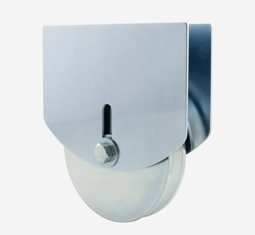 Shut It Hardcore 6" V-Groove Wheel With Carriage Plates - For 1 1/2" Or 2" Gate Frame - Zinc Finish - Sold As Set