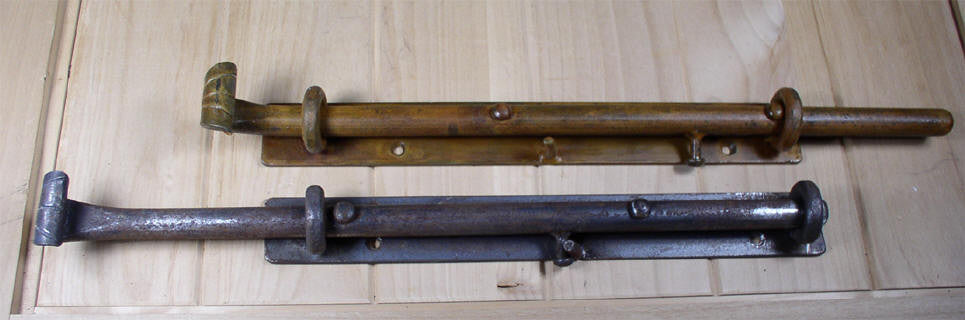 15" Heavy Duty Rustic Cane Bolt - For Bottom Of Door Or Gate - Includes Flat Strike Plate - Sold Individually