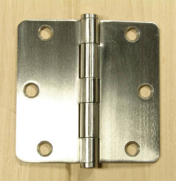 Stainless Steel Residential Hinges - 3 1/2" With 1/4" Radius Corner - Plain Bearing - Non Removable Pin - 2 Pack