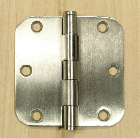 Stainless Steel Residential Hinges - 3 1/2" With 5/8" Radius Corner - Plain Bearing - Non Removable Pin - 2 Pack
