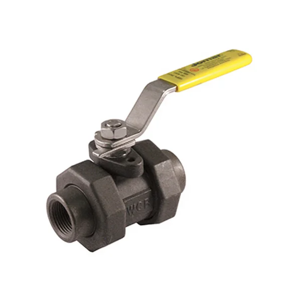 Jomar 100-992 3/8 Inch Carbon Steel Ball Valve 5 Piece, Full Port, Double Union End, Threaded Connection, 3000 WOG, Stainless Steel Ball and Stem