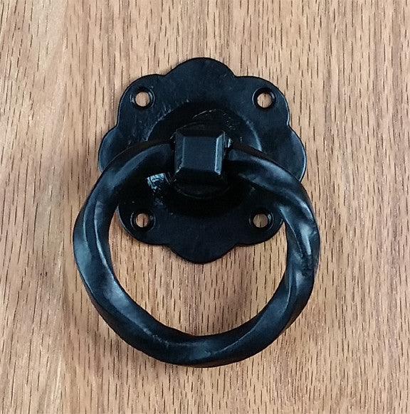 Old World Twisted Ring Pull with Scalloped Backplate (3" ring) - Sold Individually