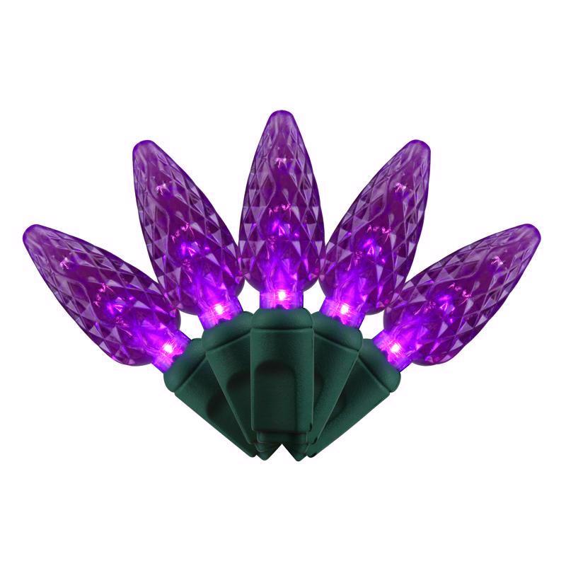 Celebrations C6100PL3A Purple 100 ct LED C6 Halloween String Lights