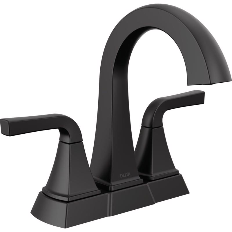 Delta 25854LF-BL Knoxville Matte Black Transitional Centerset Bathroom Sink Faucet 4 in.