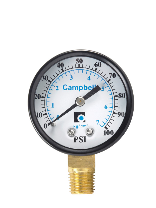 Campbell PG1T-NL 2 in. Brass Pressure Gauge 100 psi