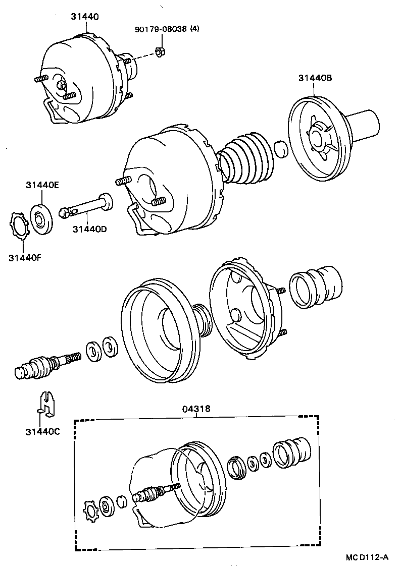 Booster Kit, Clutch Toyota, 04318-36010