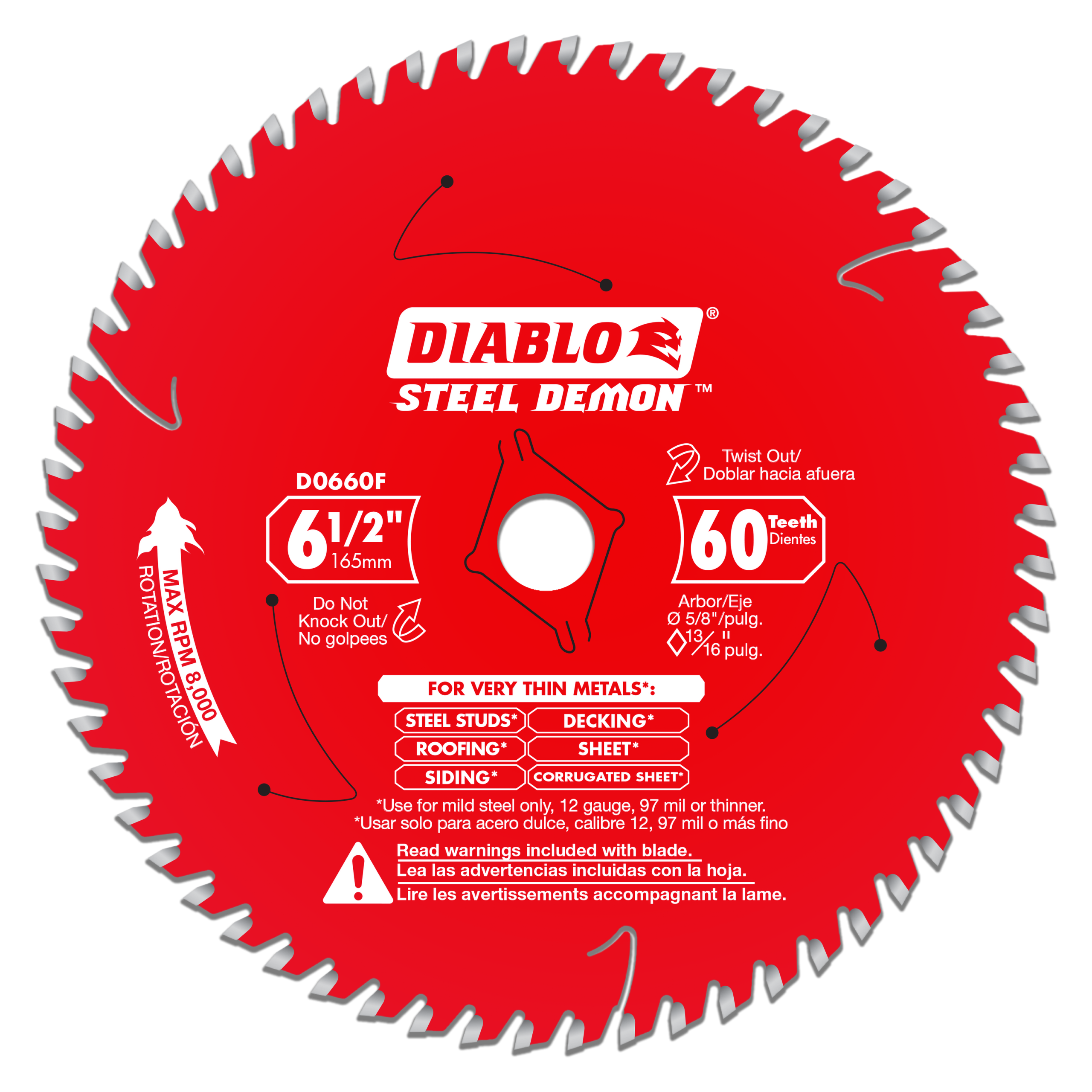 Diablo D0660F 6-1/2" x 60-Teeth Steel Demon™ Saw Blade for Thin Metal
