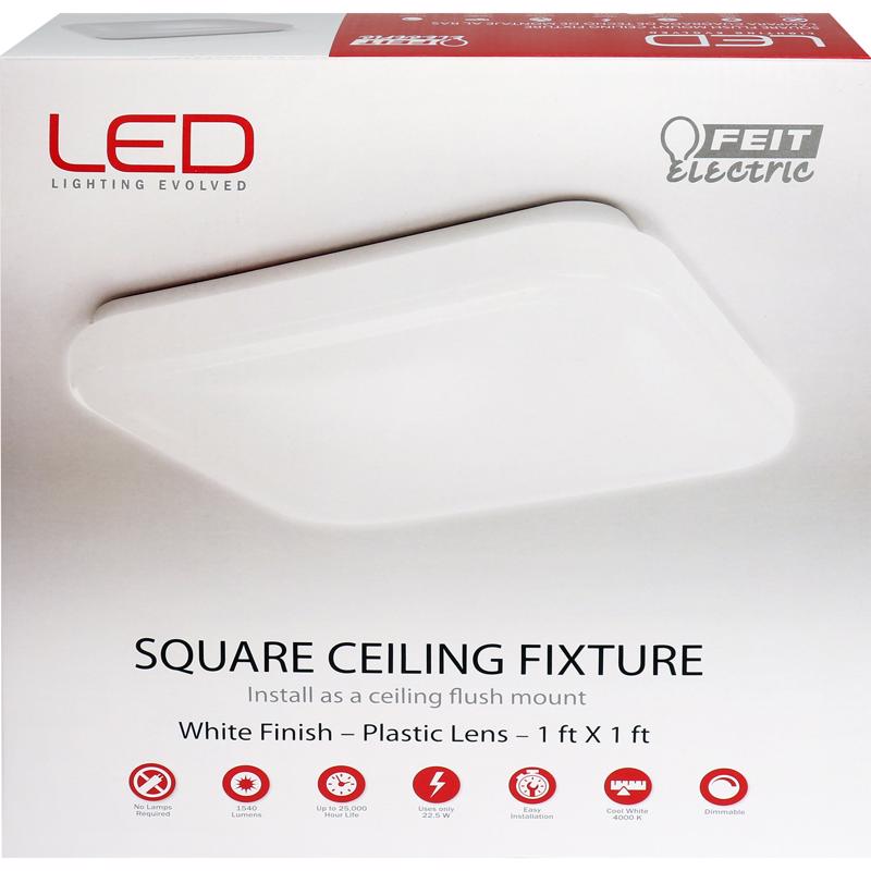 Feit 71800 LED 2.5 in. H X 12 in. W X 12 in. L Aluminum White LED Ceiling Light Fixture