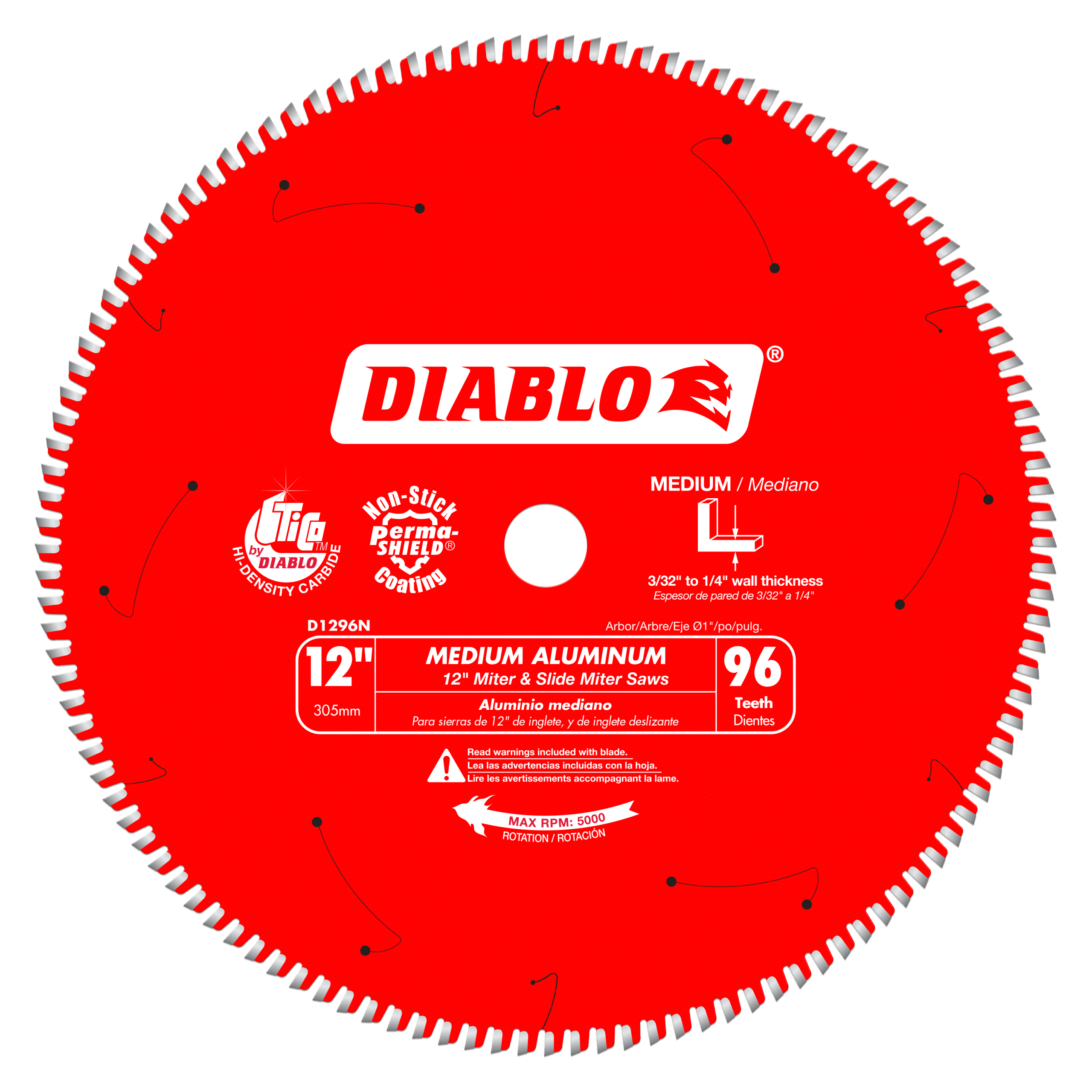 Diablo D1296N 12" x 96-Teeth Saw Blade for Medium Aluminum