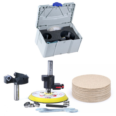 Amana Tool AMS-99-T 2-Pc. IN-SAND 4 Inch Dia CNC Sander and 2.5 Inch Dia Spoilboard x 1/2 Inch Shank Set Packed In Stackable Tanos Systainer Plastic Case