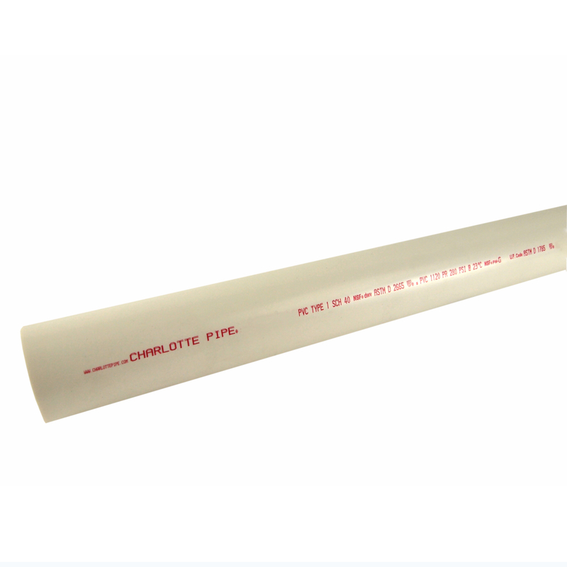 Charlotte Pipe PVC 07100 0600 Schedule 40 PVC Dual Rated Pipe 1-1/4 in. D X 10 ft. L Plain End 370 psi