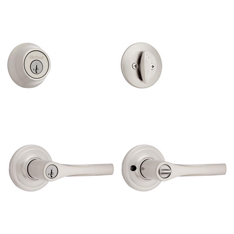 Kwikset 96900-450 Henley Satin Nickel Lever and Single Cylinder Deadbolt KW1 1-3/4 in.