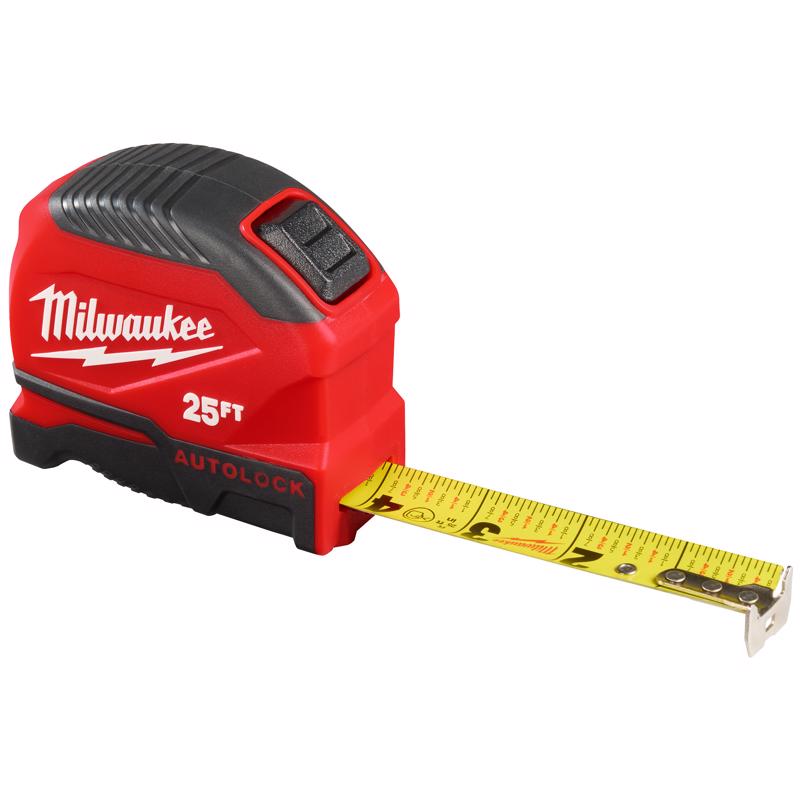 Milwaukee 48-22-1825 25 ft. L X 1.88 in. W Compact Auto Lock Tape Measure 1 pk
