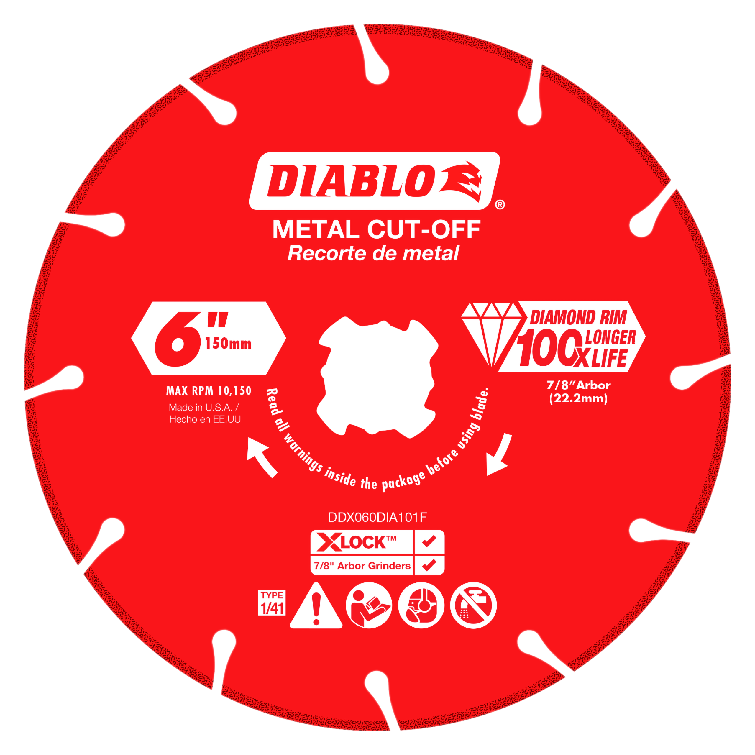Diablo DDX060DIA101F 6" X-LOCK Diamond Rimmed Metal Cut-Off Disc