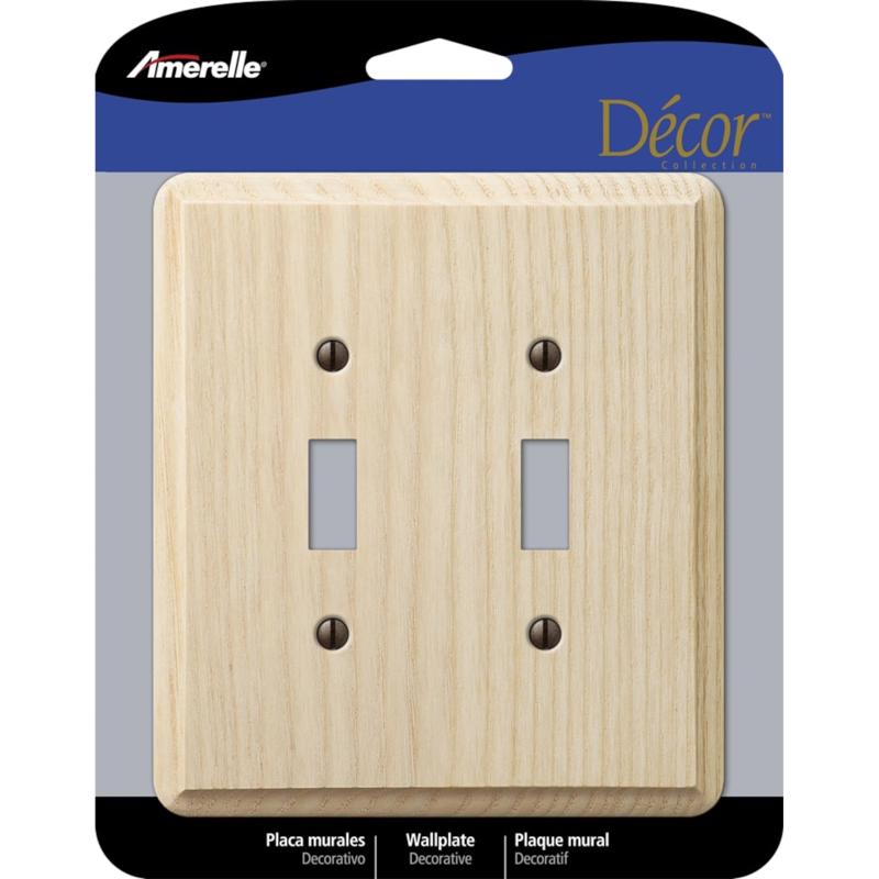 Amerelle 401TT Contemporary Unfinished Beige 2 gang Wood Toggle Wall Plate 1 pk