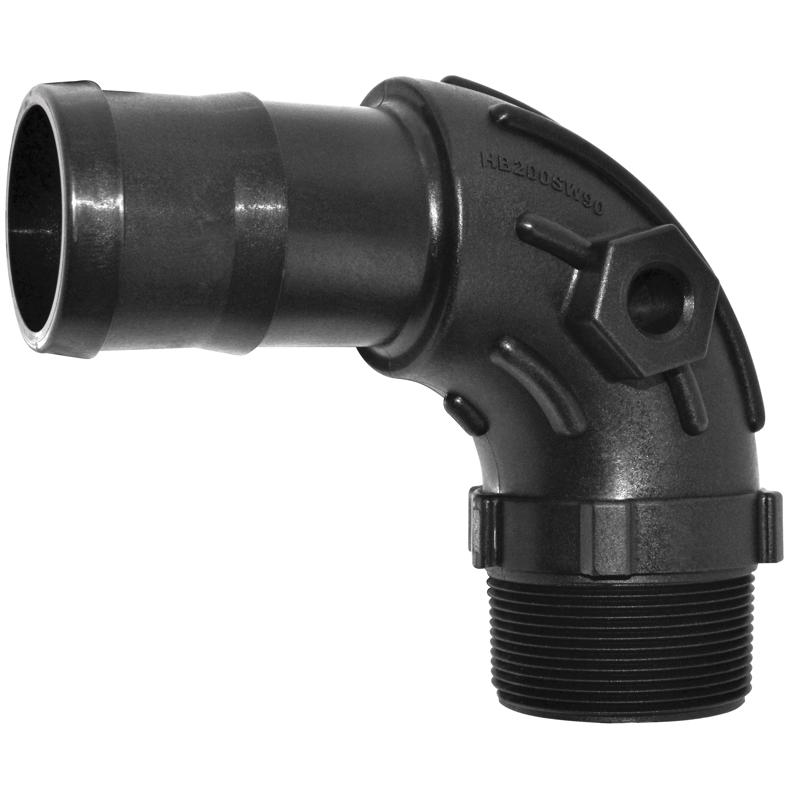Green Leaf HB200SW90 2 in. Male X 2 in. D Barb Polypropylene 90 Degree Hose Elbow 1 pk