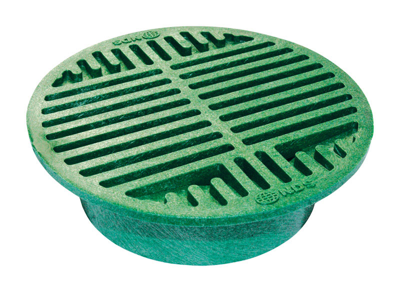 NDS 20 8 in. Green Round Polyolefin Drain Grate
