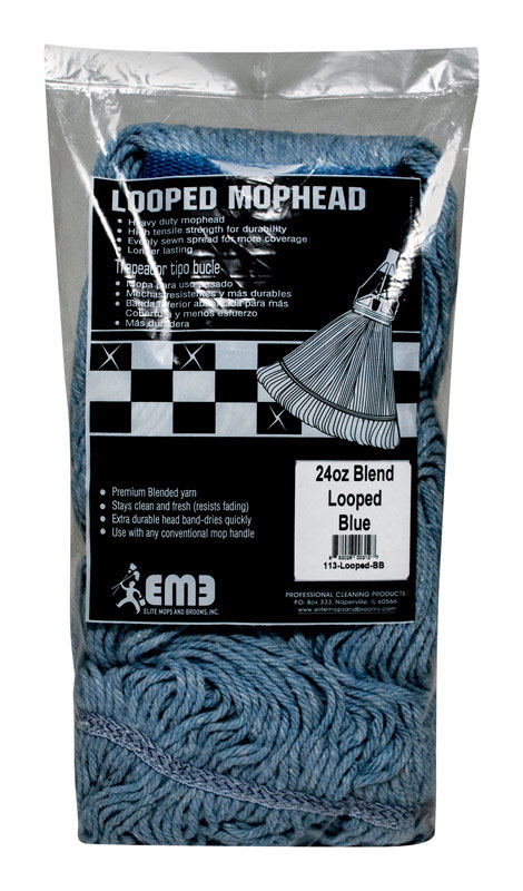 Elite Mops And Brooms 113-LOOPED-BB 24 oz. Looped Cotton/Synthetic Blend Mop Refill 1 pk