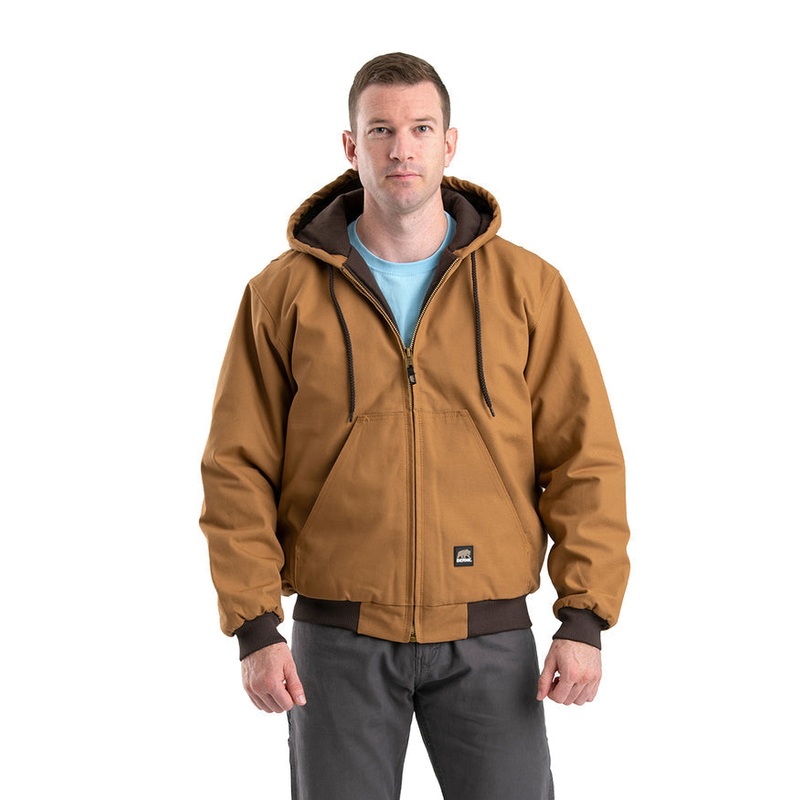 Berne Heritage Duck Hooded Active Work Jacket Medium Brown Duck