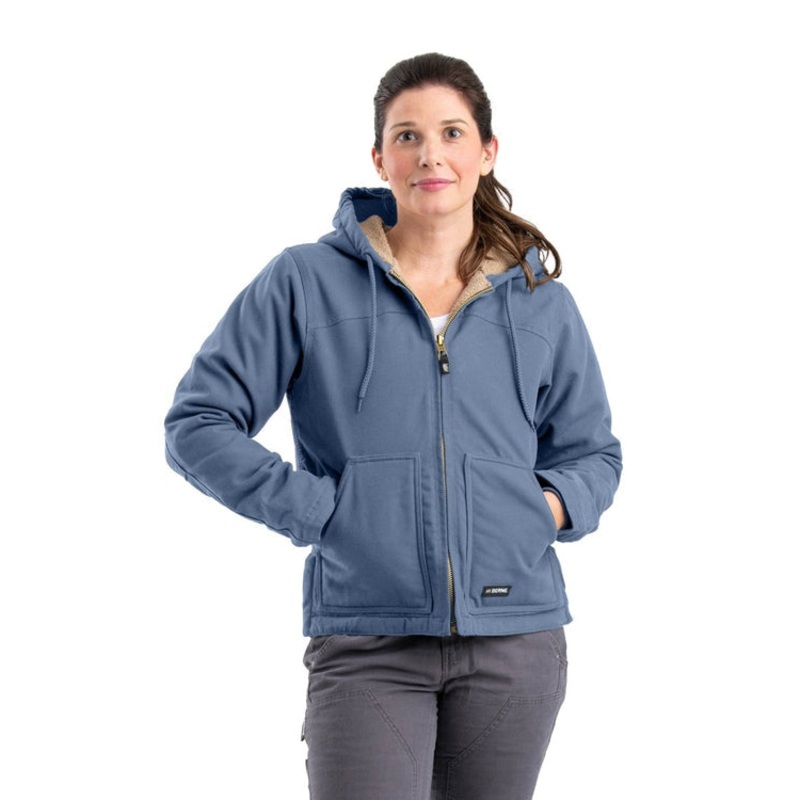 Berne Women's Sherpa-Lined Duck Hooded Jacket Plum
