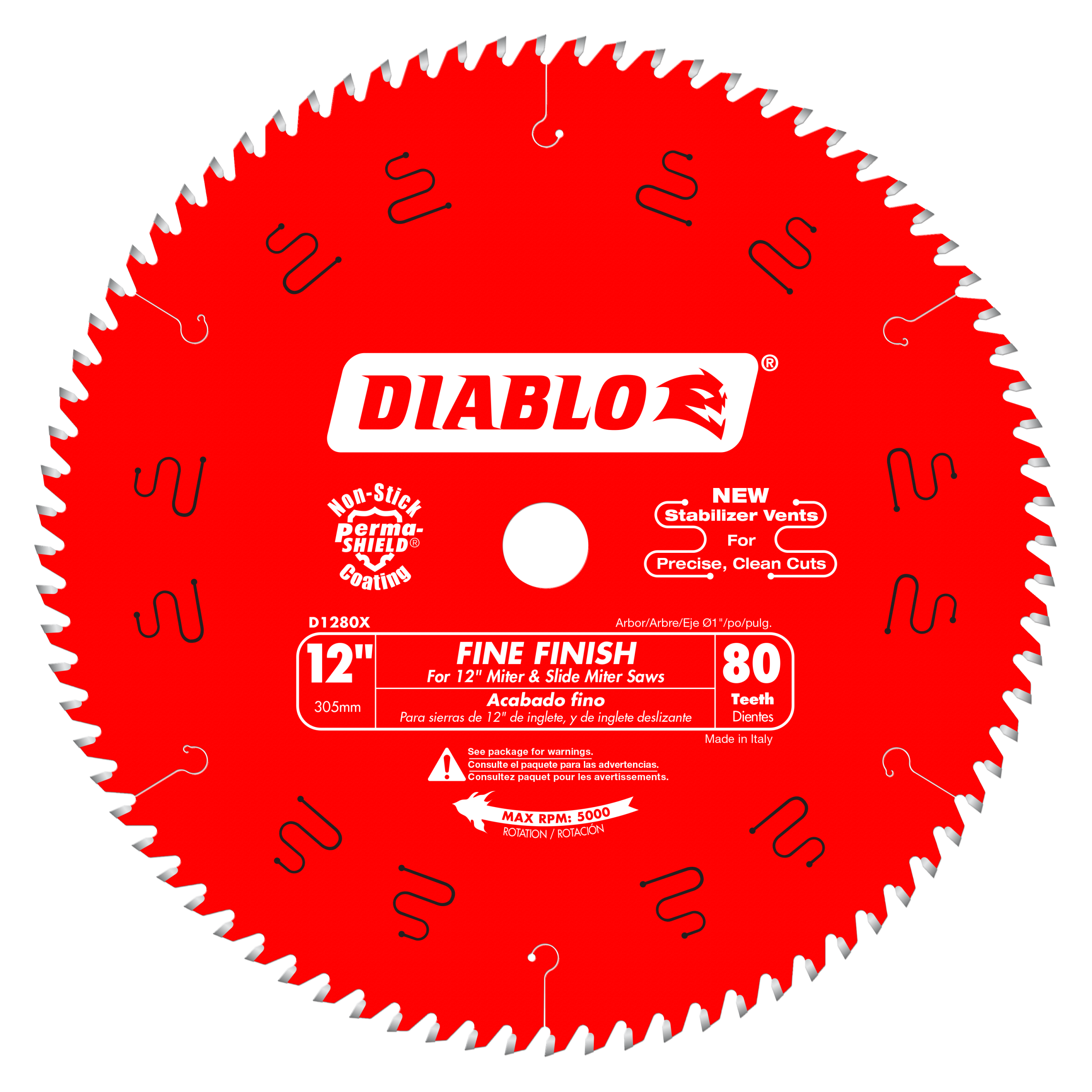 Diablo D1280X 12" x 80-Teeth Fine Finish Saw Blade for Wood