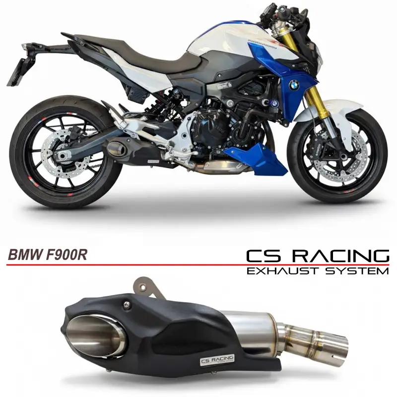 2019-26 BMW F900R | F900XR CS Racing Slip-on Exhaust | Muffler + dB Killer – Non-decat